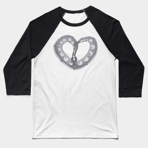 Ball Python Heart (Mystic) Baseball T-Shirt by larkspurhearts